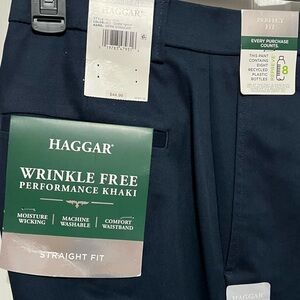 Haggar Dark Navy Blue Wrinkle Resistant Performance Khaki 36x34 NEW NWT
